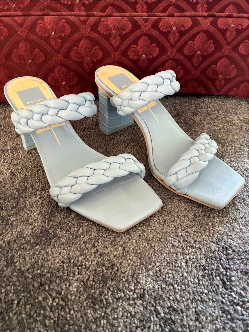 Dolce Vita Braided Double-Strap Light Blue Heeled Sandals